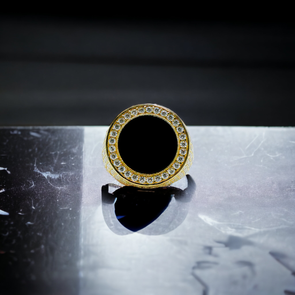Anillo ónix oro 10k con piedra zirconia