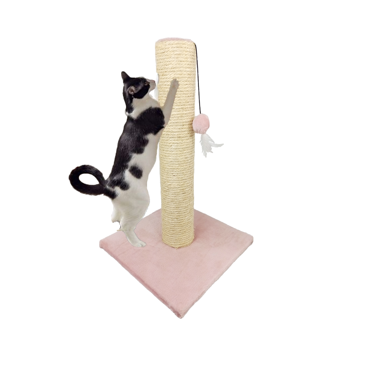 Rascador De Henequen Con Tapiceria Afelpada De 50 cm Color Rosa