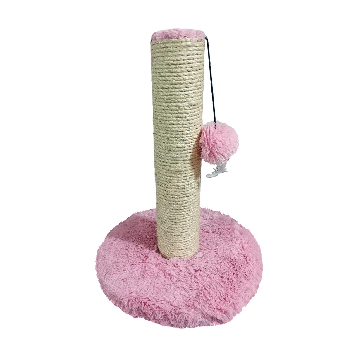 Rascador Premium Para Gato Tela Rosa Peluche Extra Suave 50 Cm | Lazo Rascable Máx Calidad