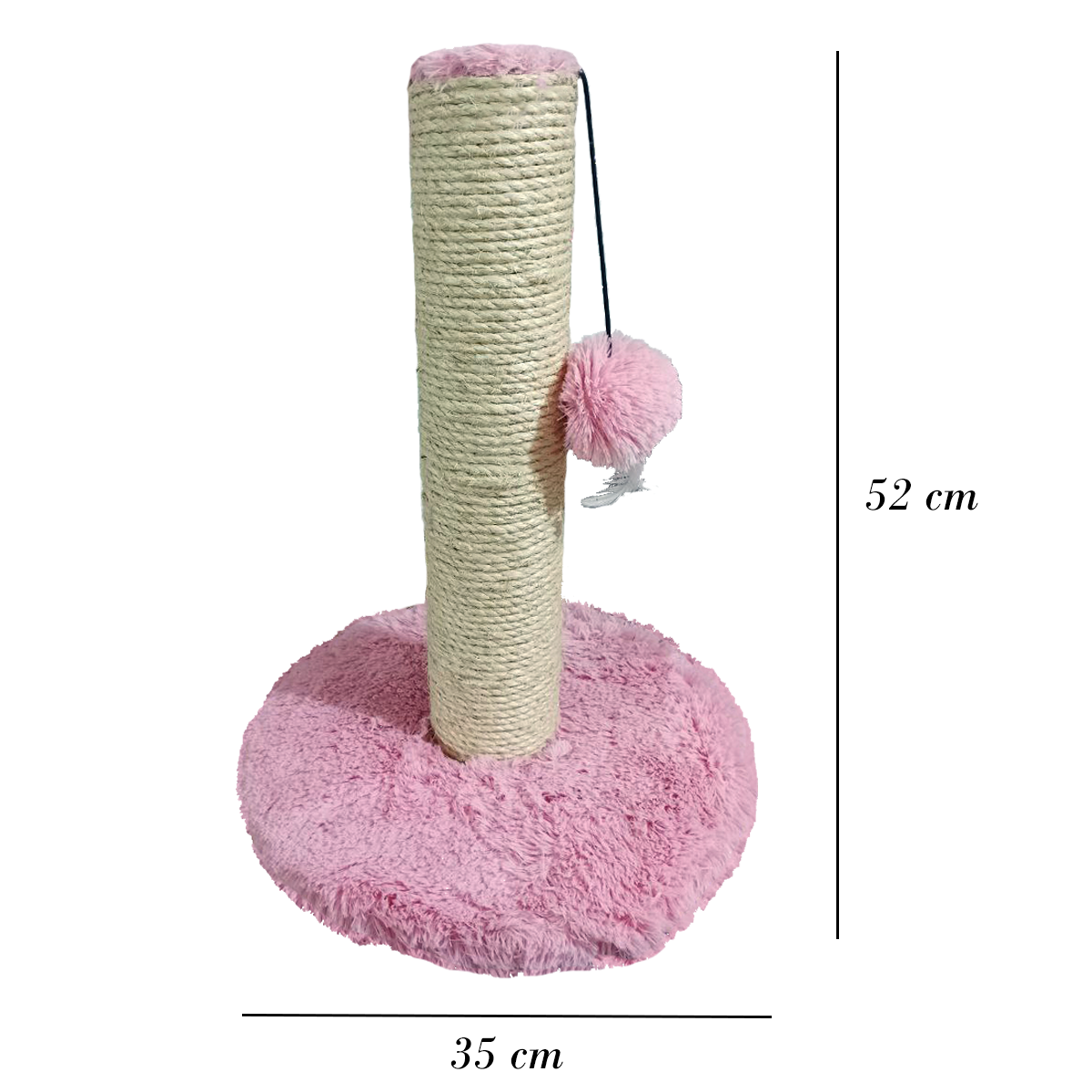 Rascador Premium Para Gato Tela Rosa Peluche Extra Suave 50 Cm | Lazo Rascable Máx Calidad