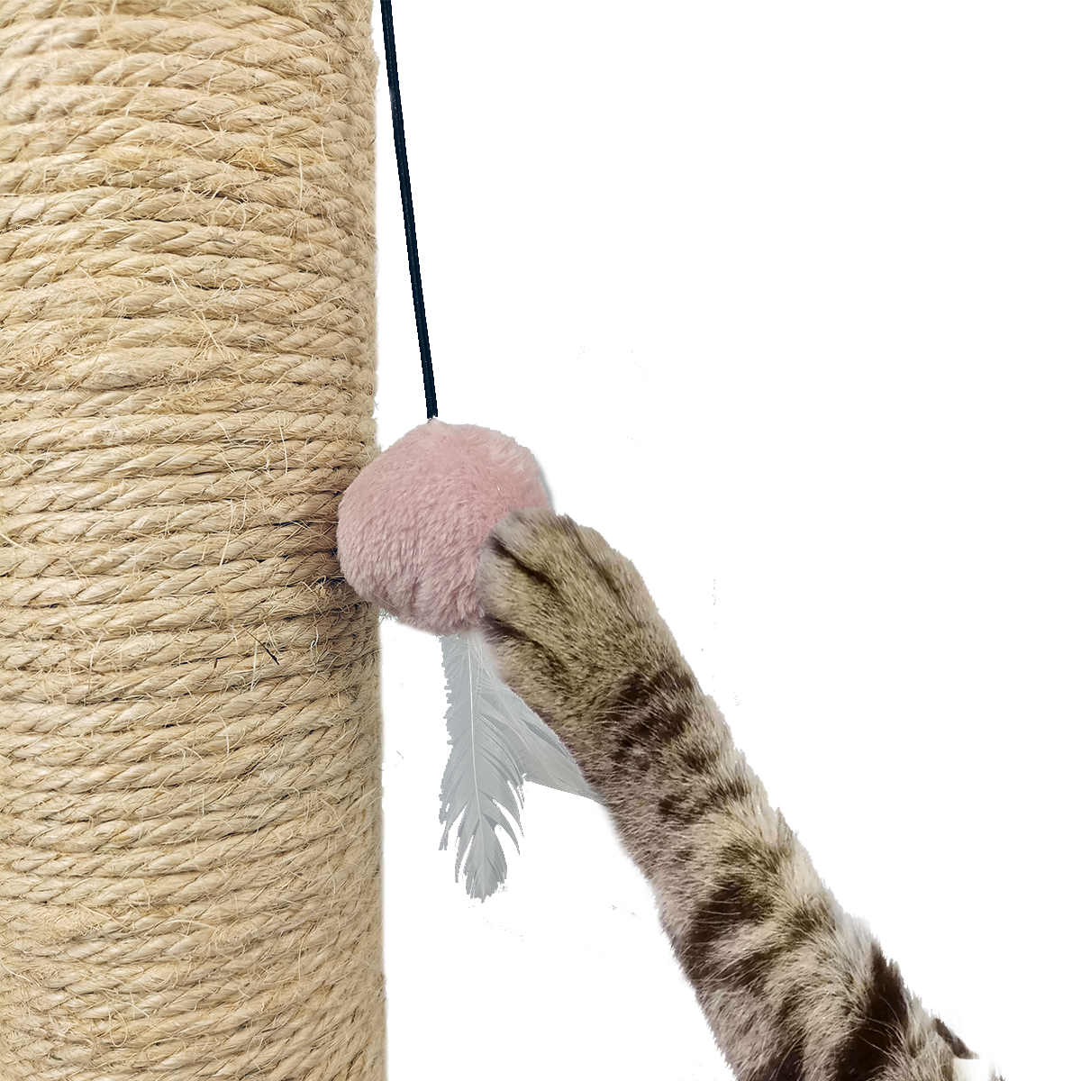 Rascador Premium Para Gato Tela Rosa Peluche Extra Suave 50 Cm | Lazo Rascable Máx Calidad