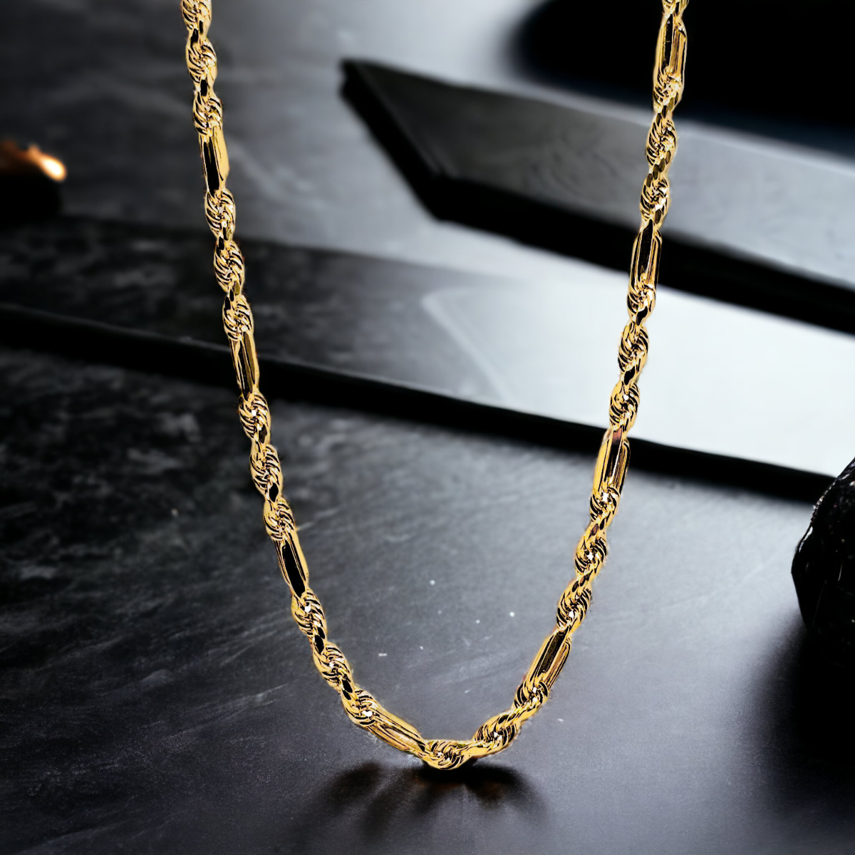 CADENA TORZAL FIGARO ORO 10K HOMBRE ITALIANO