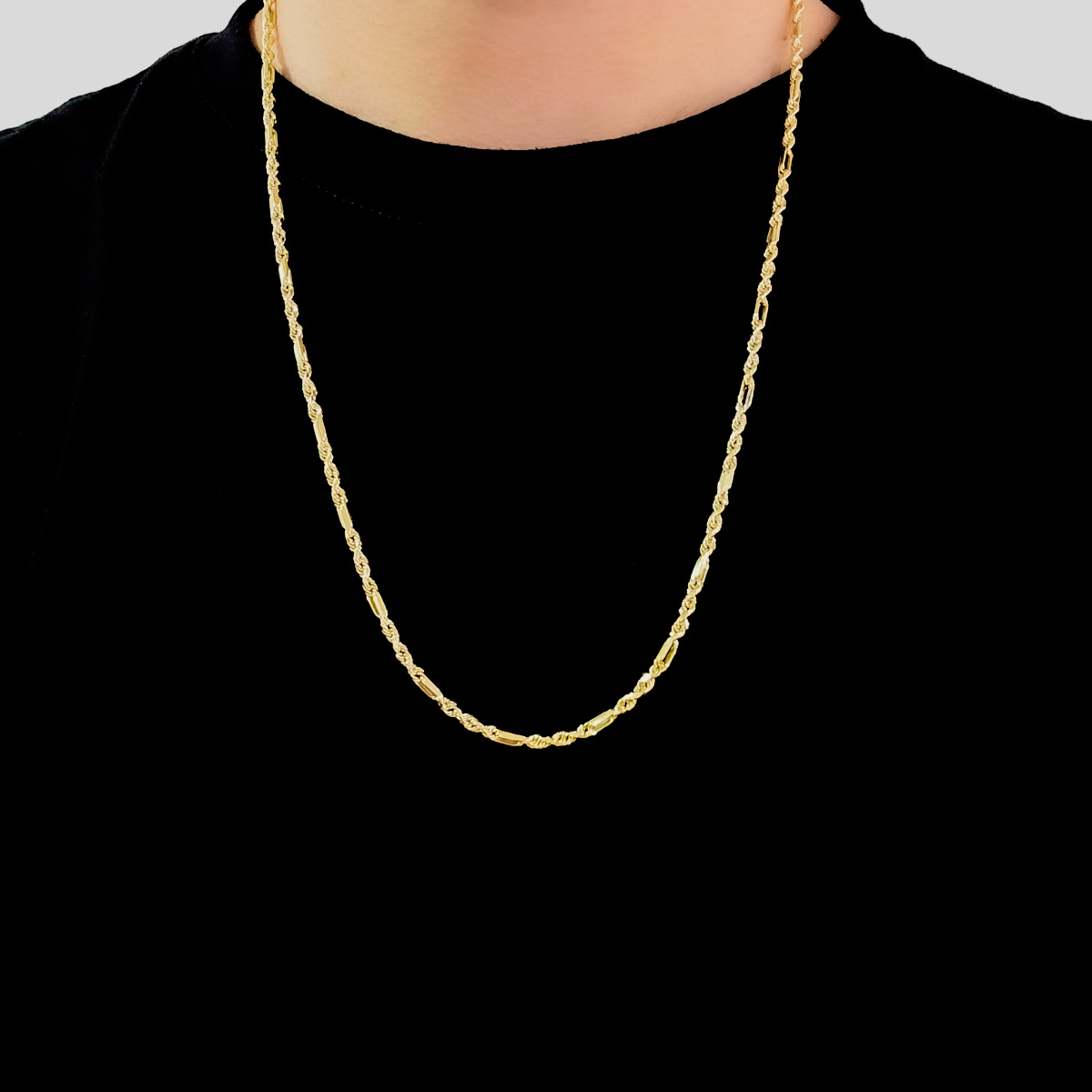 CADENA TORZAL FIGARO ORO 10K HOMBRE ITALIANO