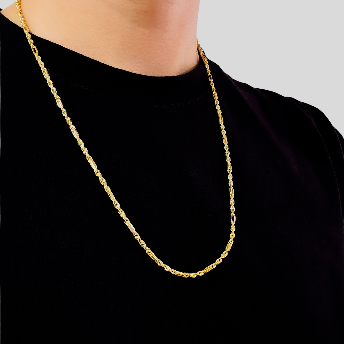 CADENA TORZAL FIGARO ORO 10K HOMBRE ITALIANO