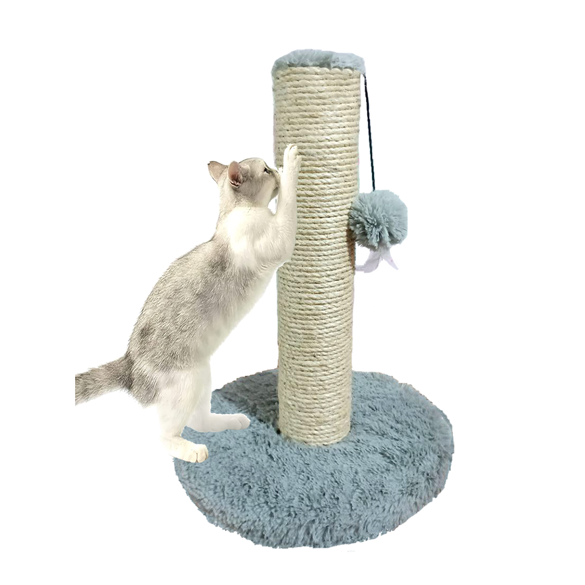 Rascador Premium Gris Tela Peluche Extra Suave 50 Cm | Lazo Rascable Máx Calidad