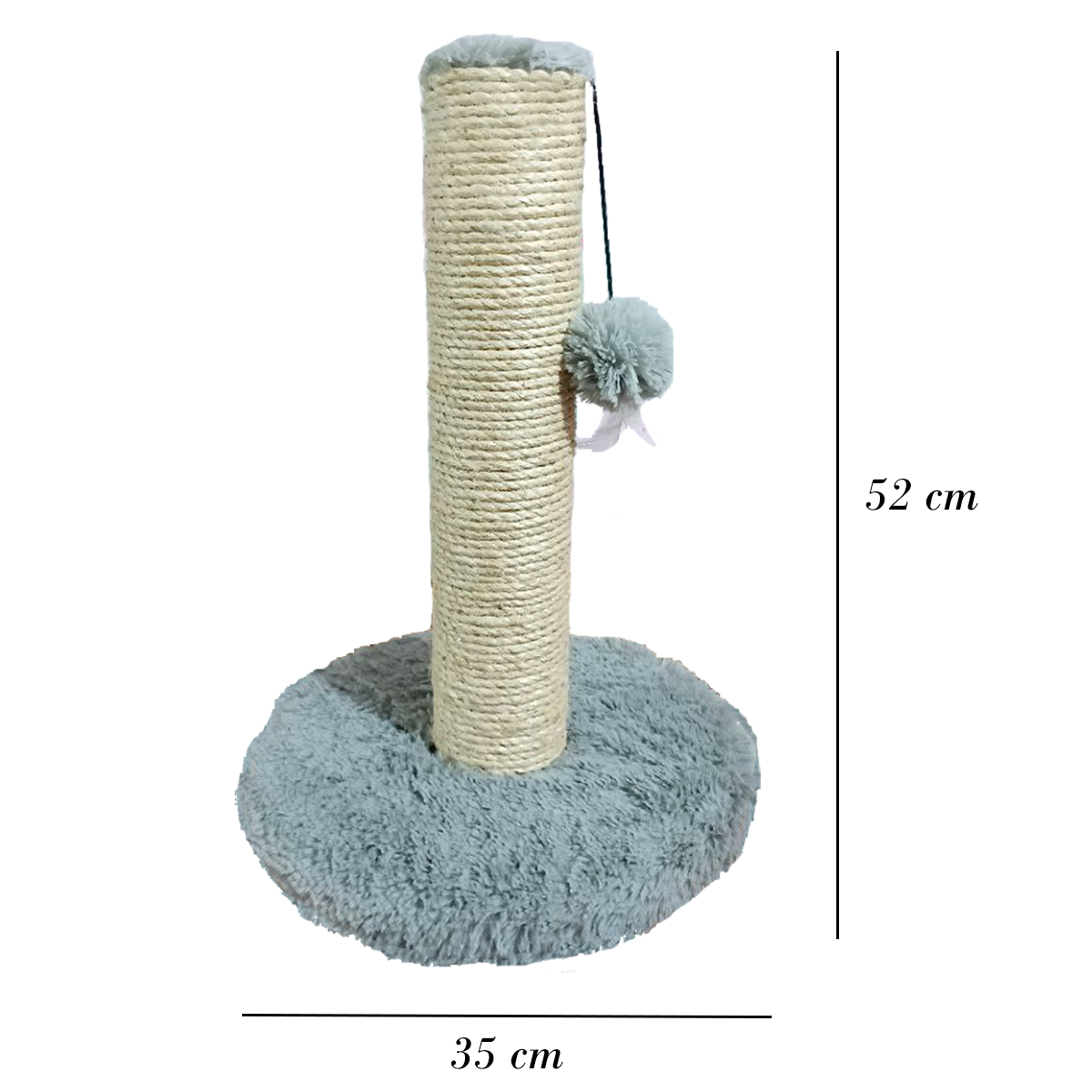 Rascador Premium Gris Tela Peluche Extra Suave 50 Cm | Lazo Rascable Máx Calidad