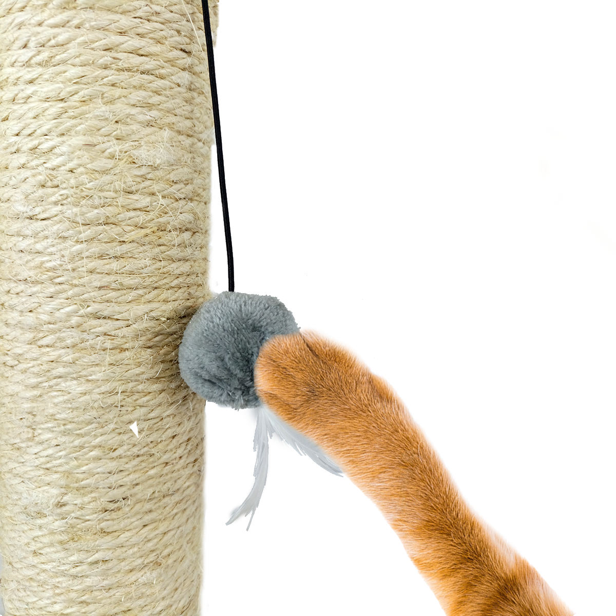 Rascador Premium Gris Tela Peluche Extra Suave 50 Cm | Lazo Rascable Máx Calidad