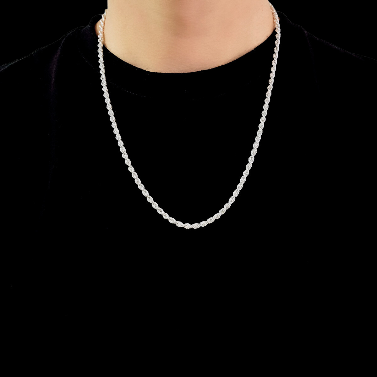 Cadena torzal de plata .925 de 4 mm  de grosor