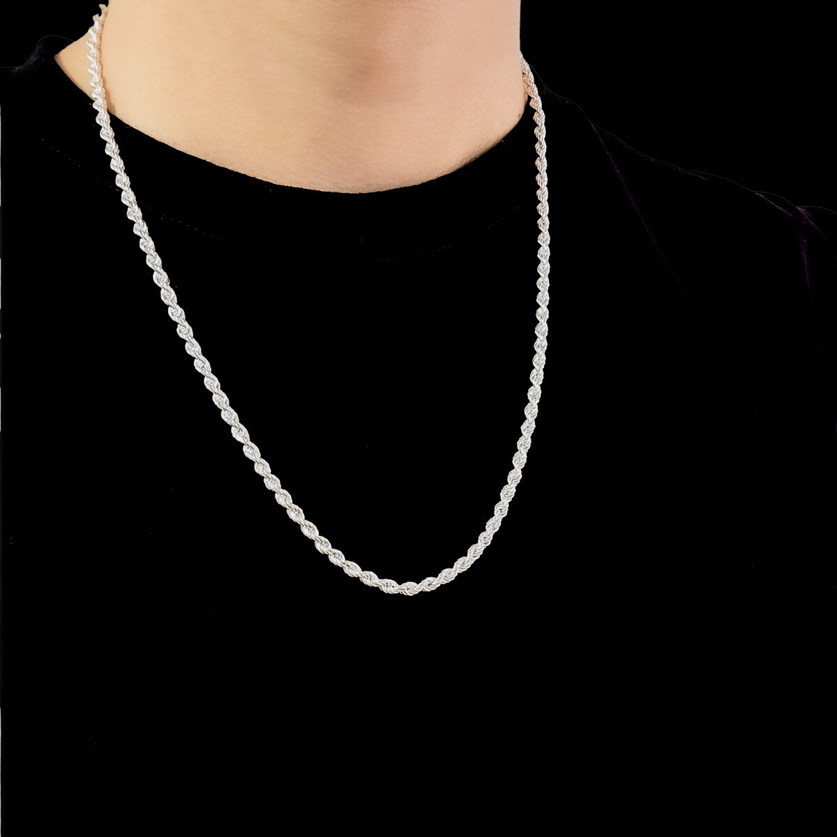 Cadena torzal de plata .925 de 4 mm  de grosor