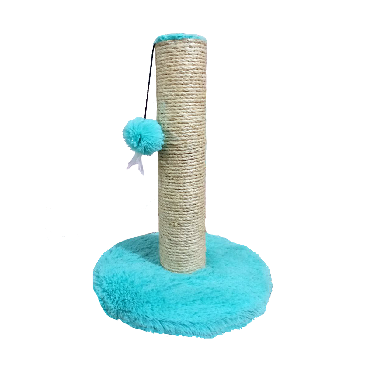 Rascador Premium Para Gato Tela Peluche Azul Extra Suave 50 Cm | Lazo Rascable Máx Calidad