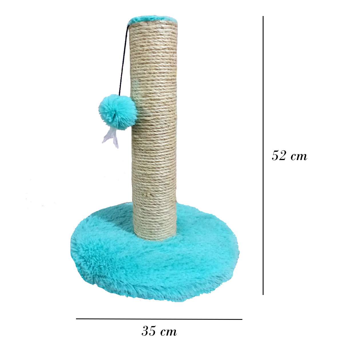 Rascador Premium Para Gato Tela Peluche Azul Extra Suave 50 Cm | Lazo Rascable Máx Calidad