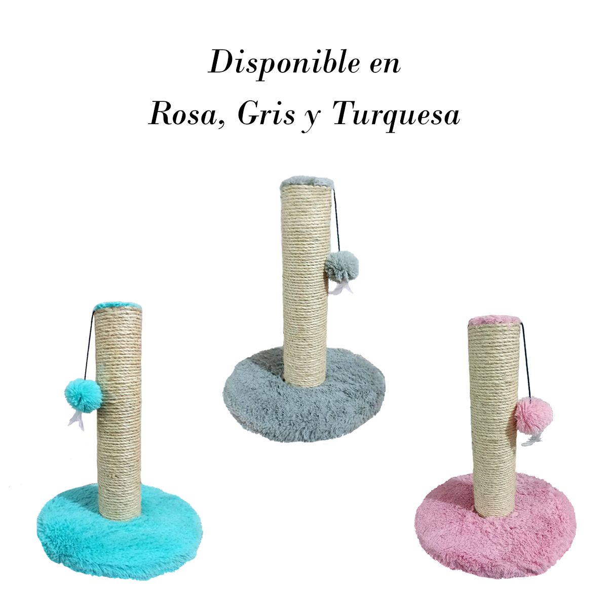 Rascador Premium Para Gato Tela Peluche Azul Extra Suave 50 Cm | Lazo Rascable Máx Calidad