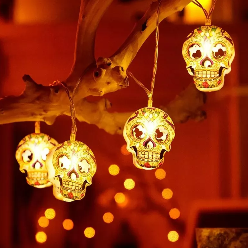 Halloween De Luces 3m 20led Decoración Calaveritas Adornos