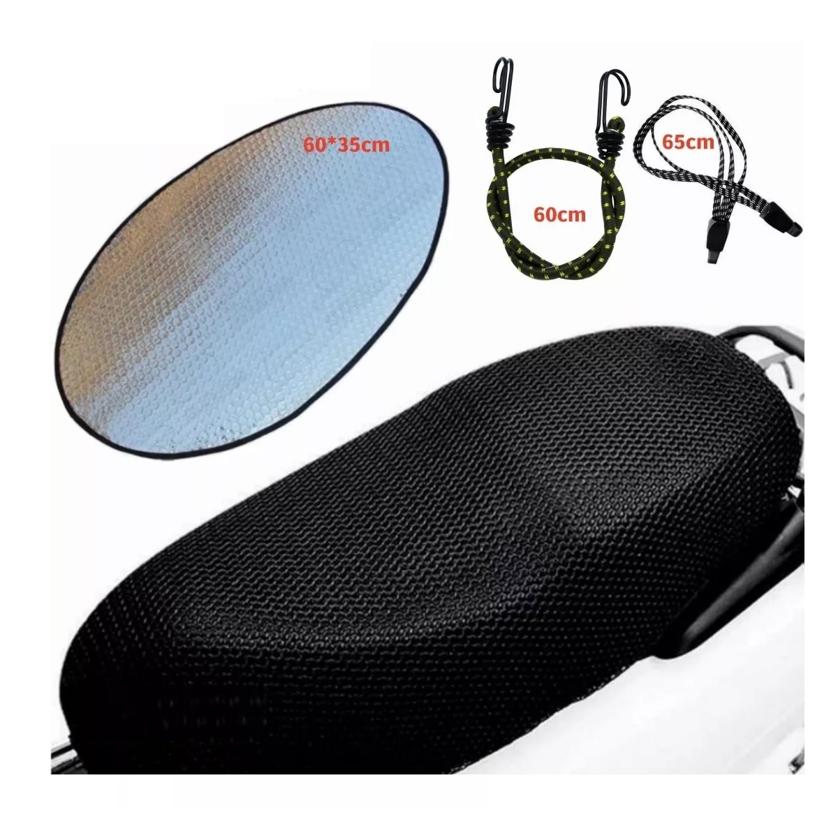 Funda Cubre Asiento Malla Para Moto+2 Cuerdas Elasticas XL