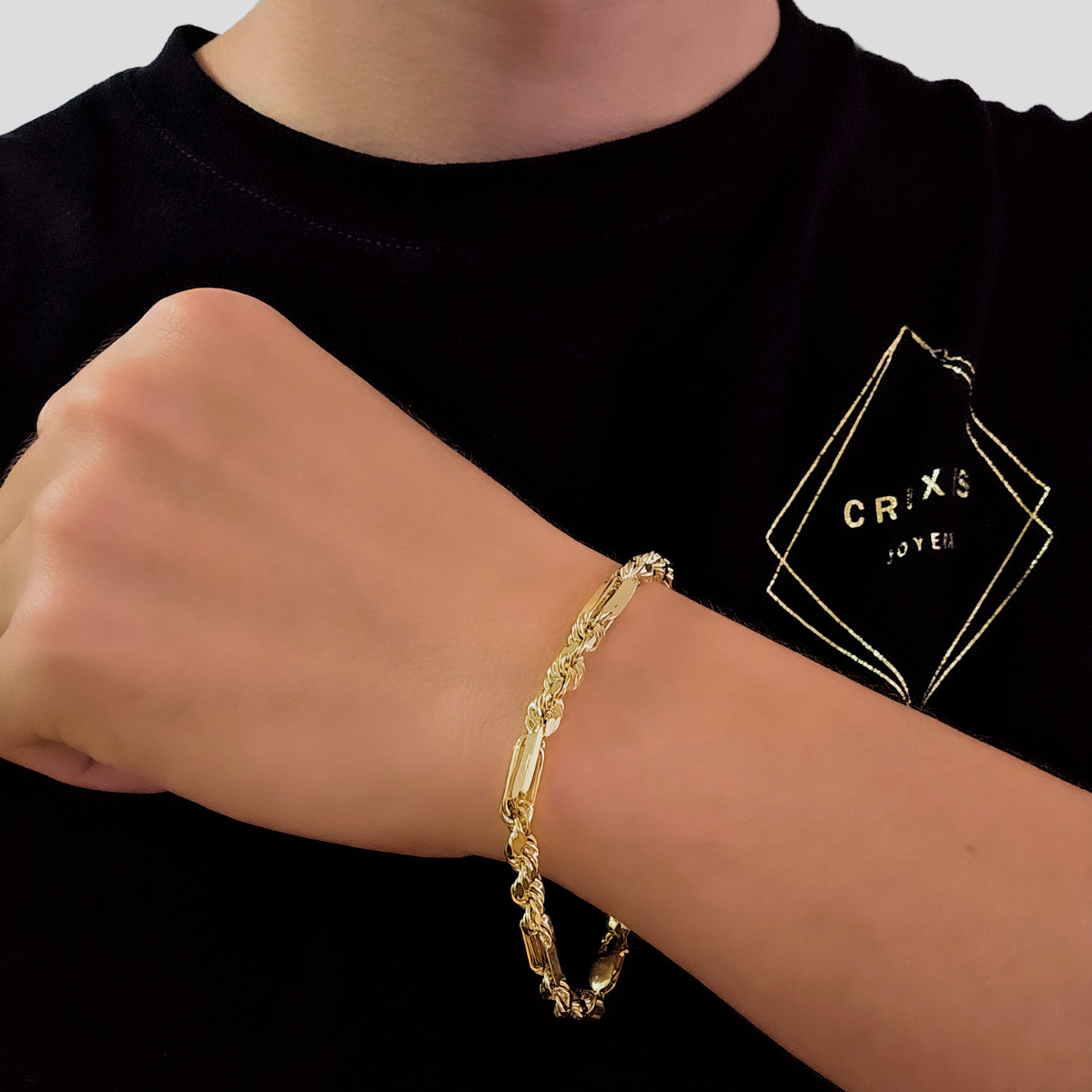 TORZAL FIGARO ORO 10K HOMBRE ITALIANO