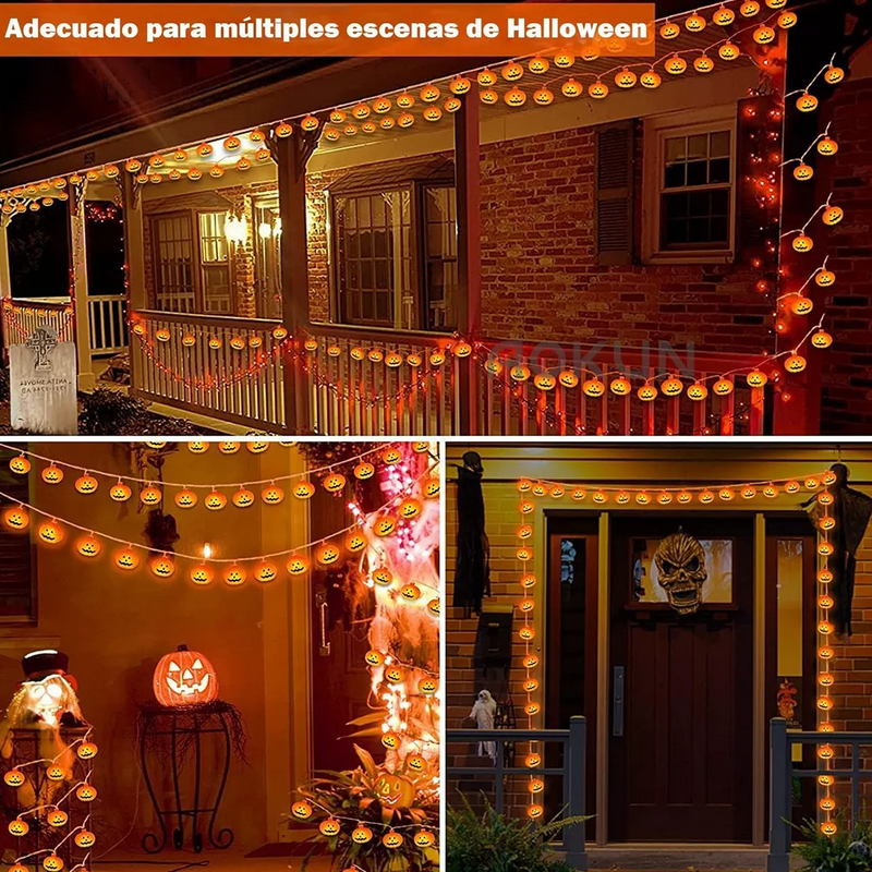 Serie Calabazas Luz Led Decoración Dia De Muertos Hallowen