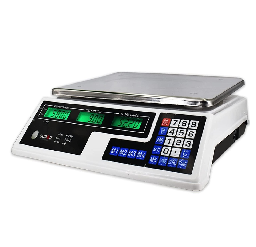 Báscula Comercial Digital 40 Kg Recargable Plateado