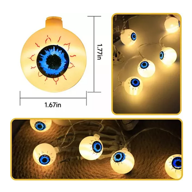 Serie De Luces 3mt 20led Decoracion Halloween Ojos Fantasma