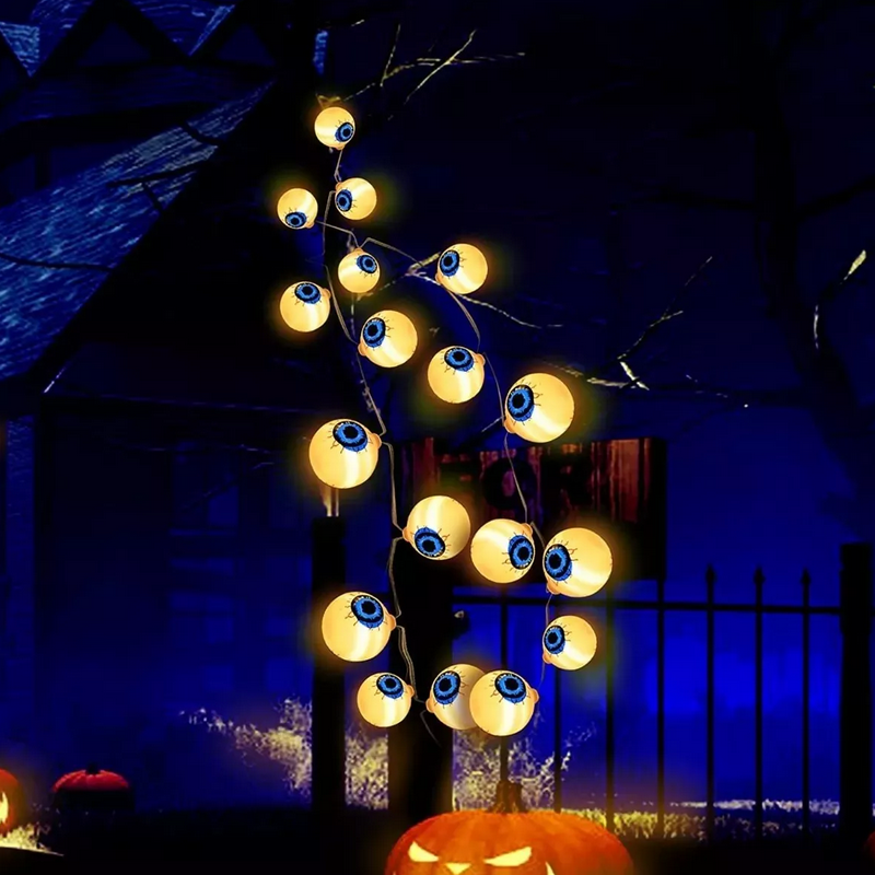 Serie De Luces 3mt 20led Decoracion Halloween Ojos Fantasma