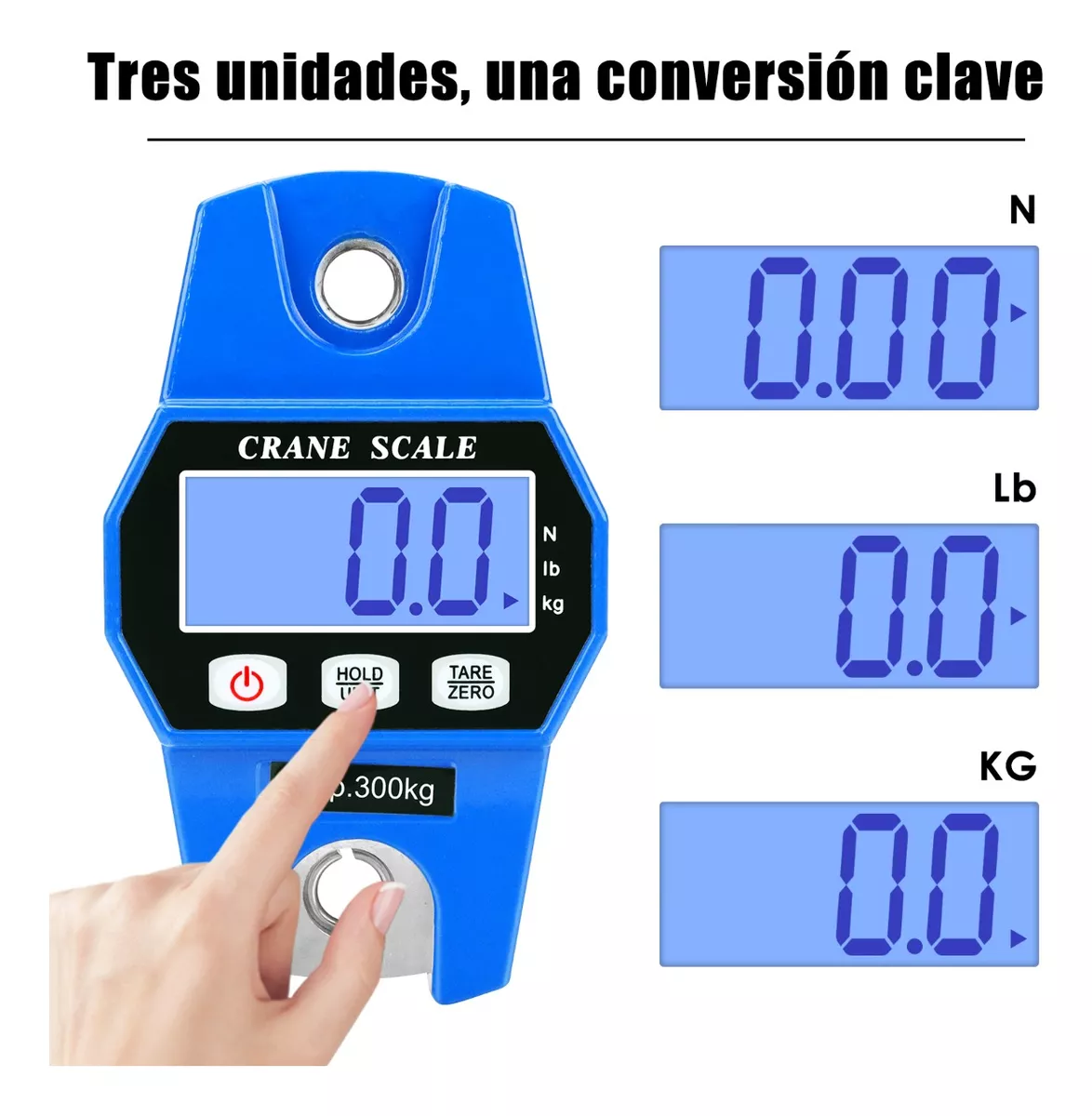 Báscula Colgante Digital Portátil Con Lcd 300kg Azul