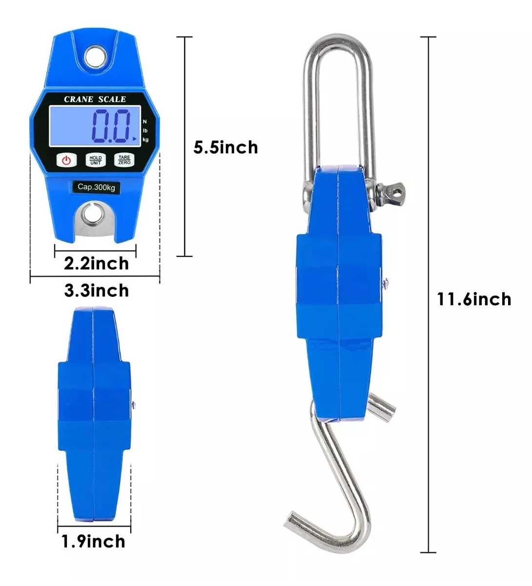 Báscula Colgante Digital Portátil Con Lcd 300kg Azul