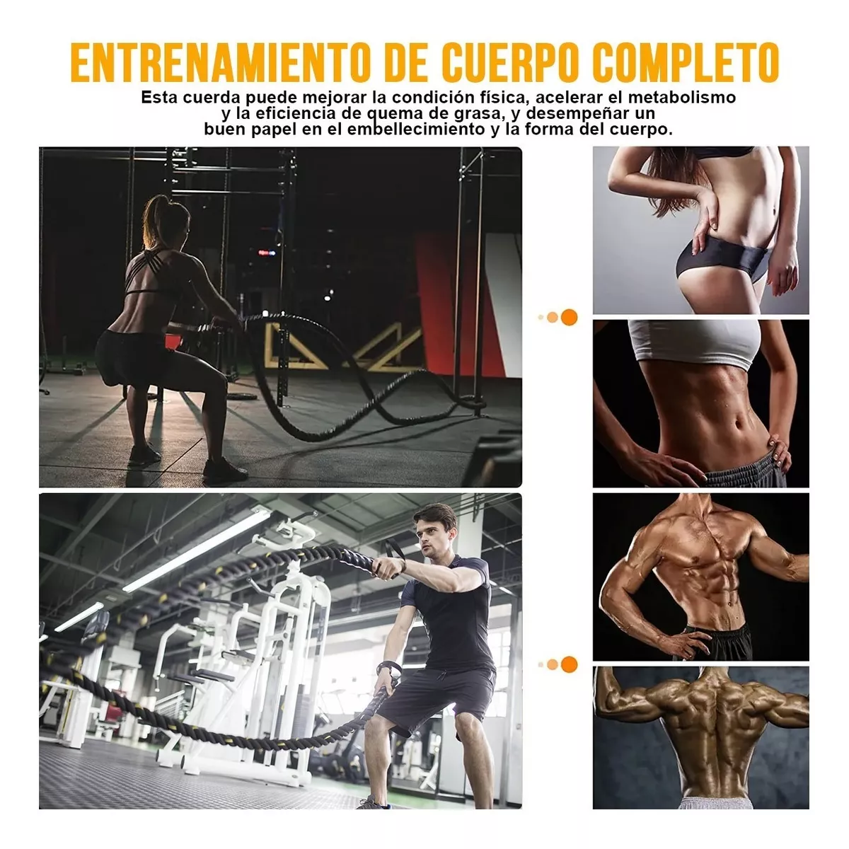 Cuerda Batalla Crossfit Battle Rope Gym C/ancla 9m