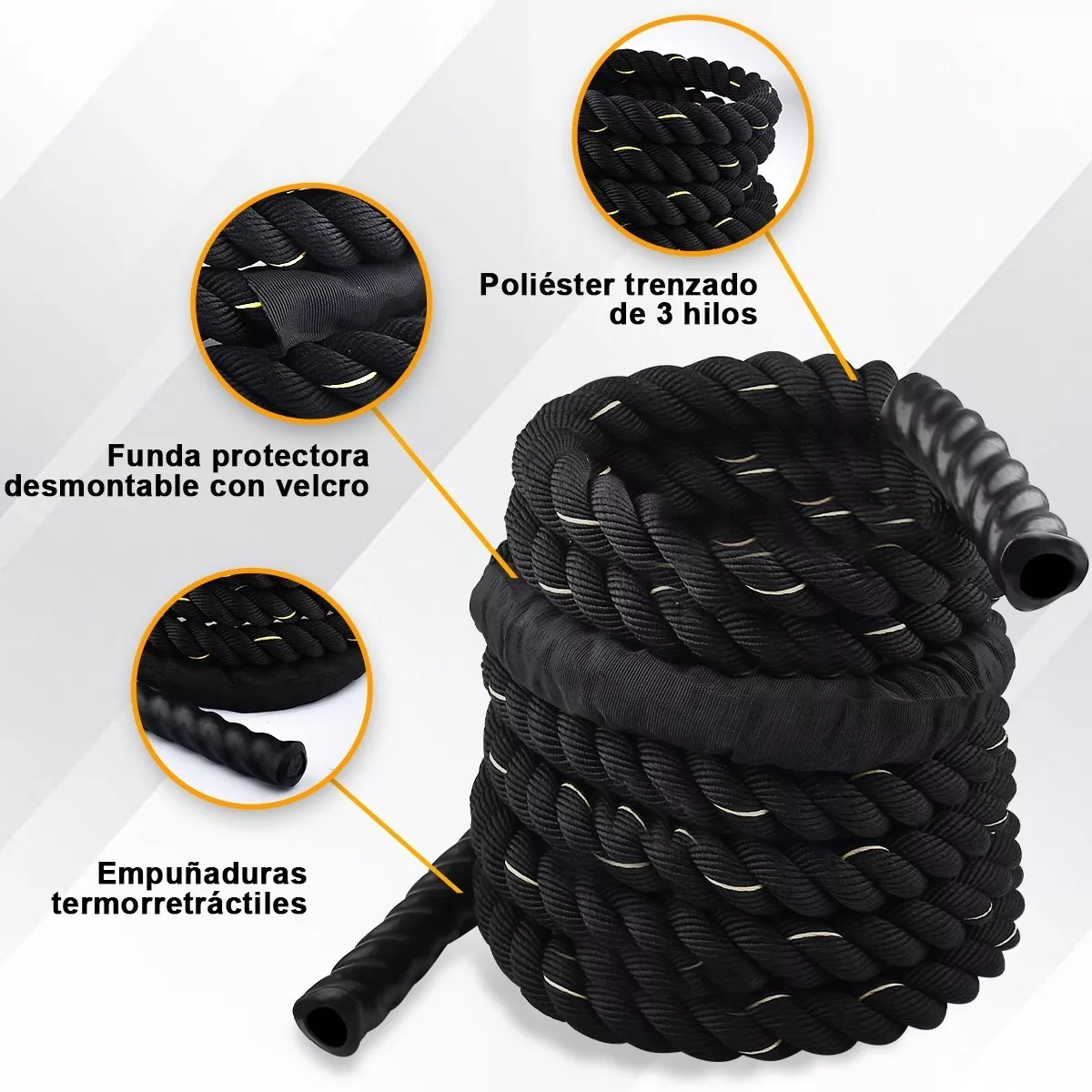 Cuerda Batalla Crossfit Battle Rope Gym C/ancla 9m