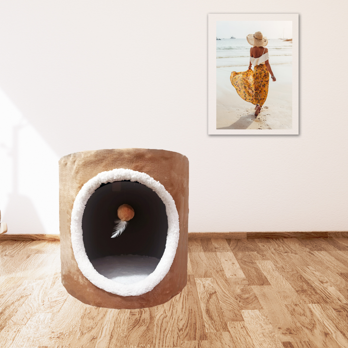 Casita Modular Para Gato Tapizada En Color Cafe Afelpada