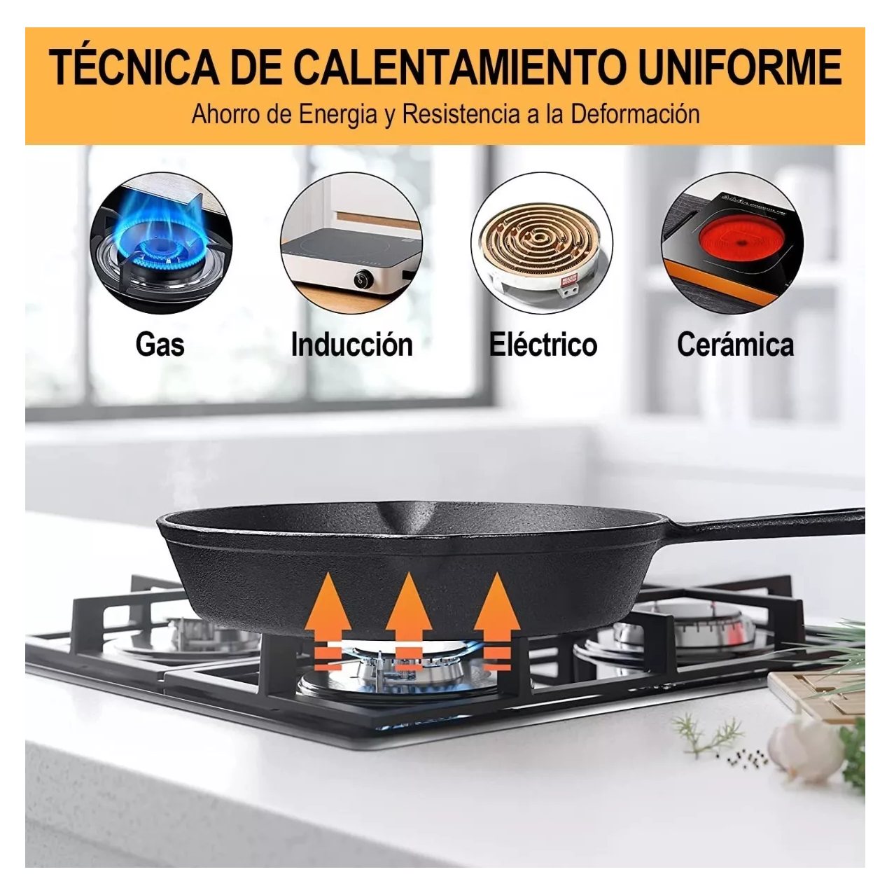 Sarten Hierro Antiadherente Con Espátula 4 pZ Negro