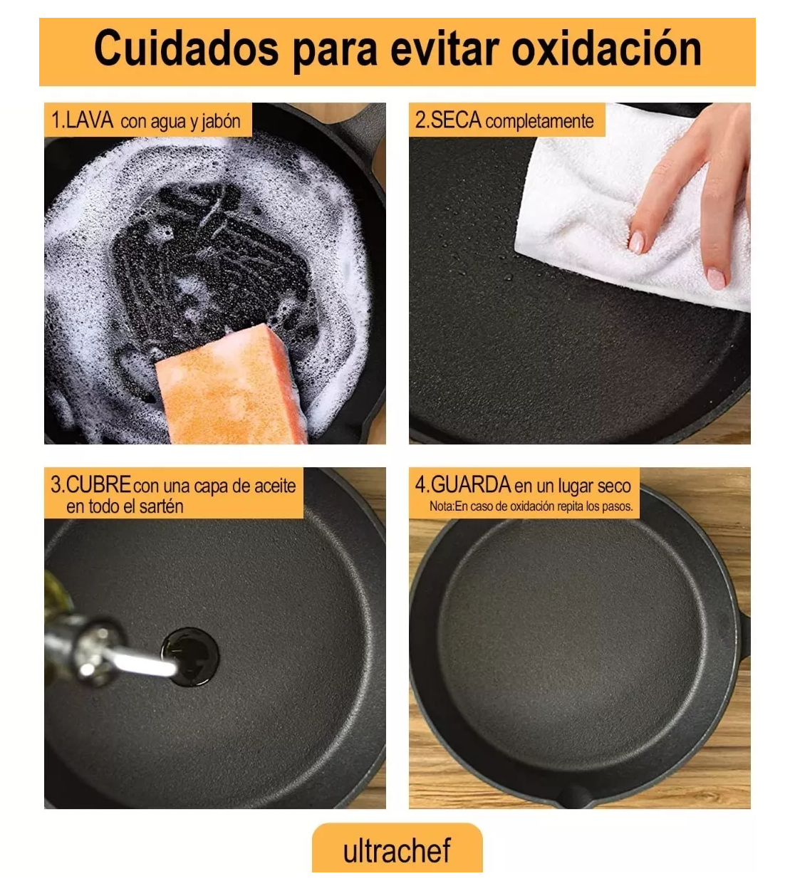 Sarten Hierro Antiadherente Con Espátula 4 pZ Negro