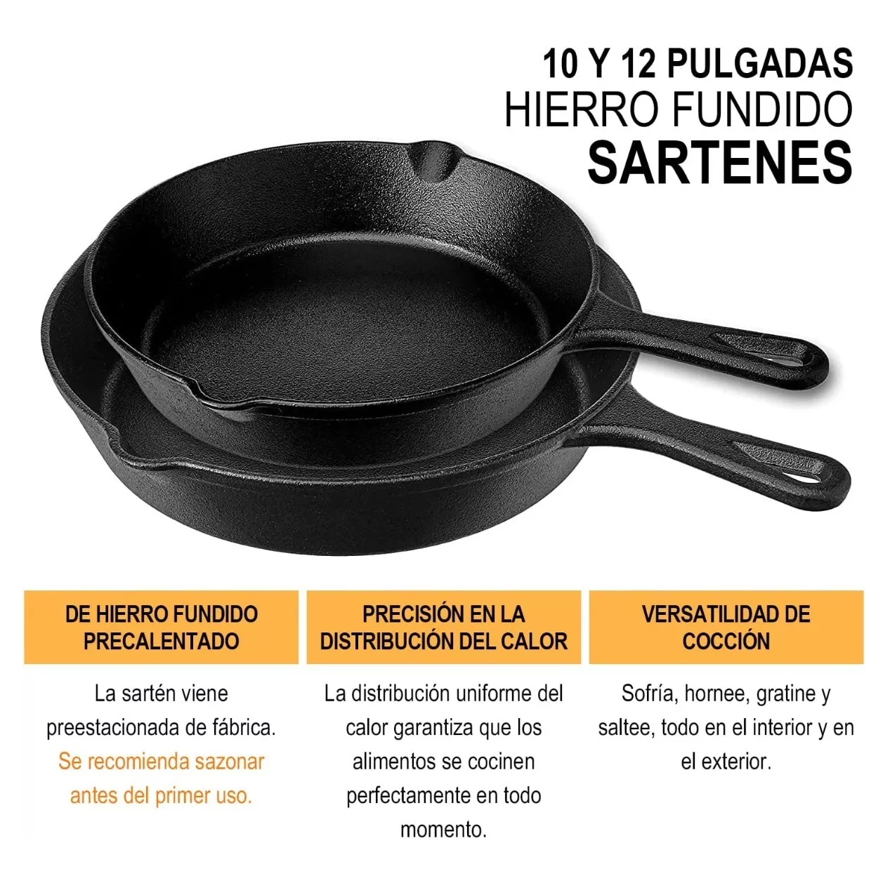 Sarten Hierro Antiadherente Con Espátula 4 pZ Negro