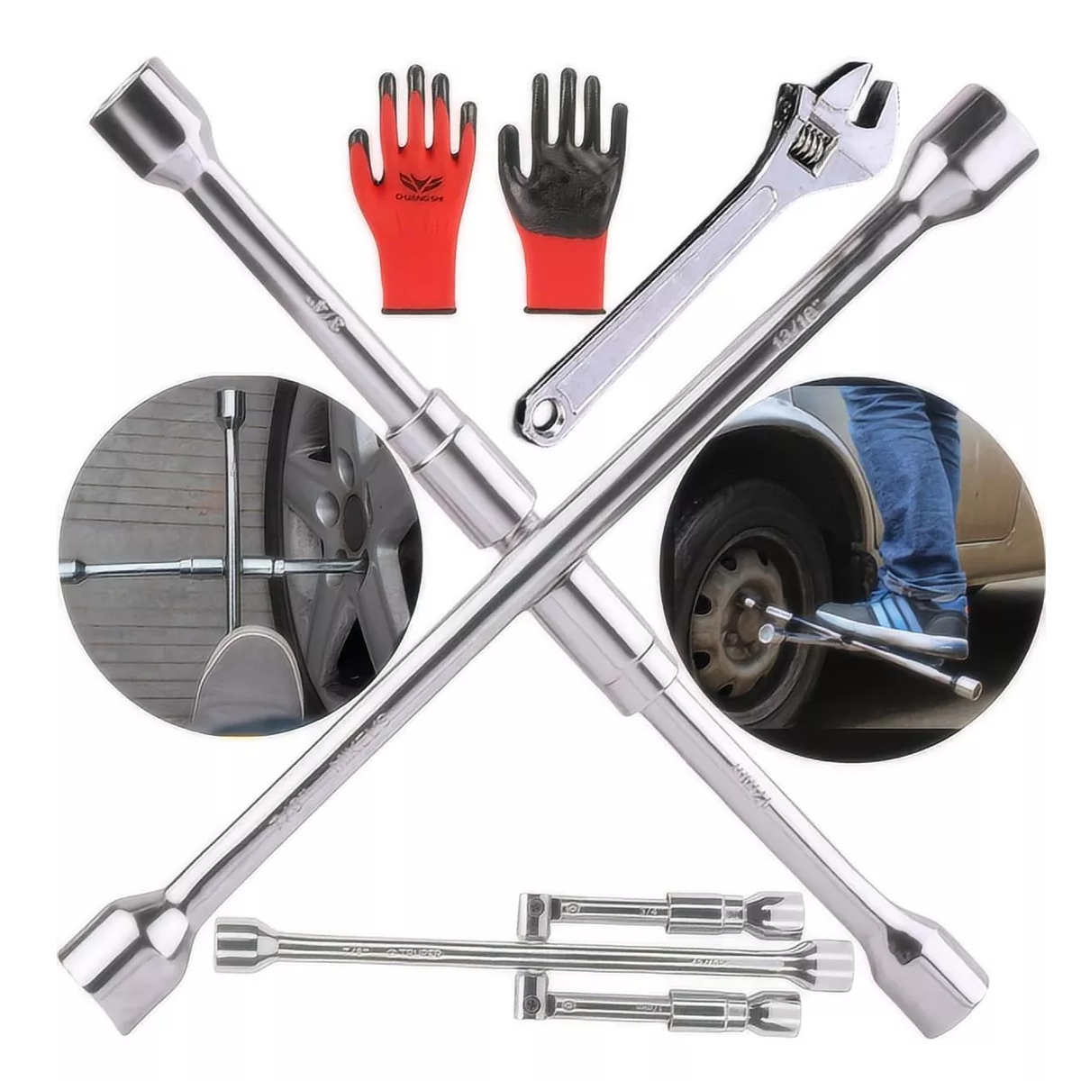 Kit 3pcs Llave Cruz Cruceta Reforzada Para Auto 17/19/21/23mm