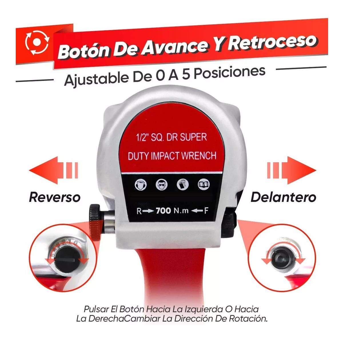 Llave De Impacto Pistola Neumática 700 N.m Profesional 1/2''