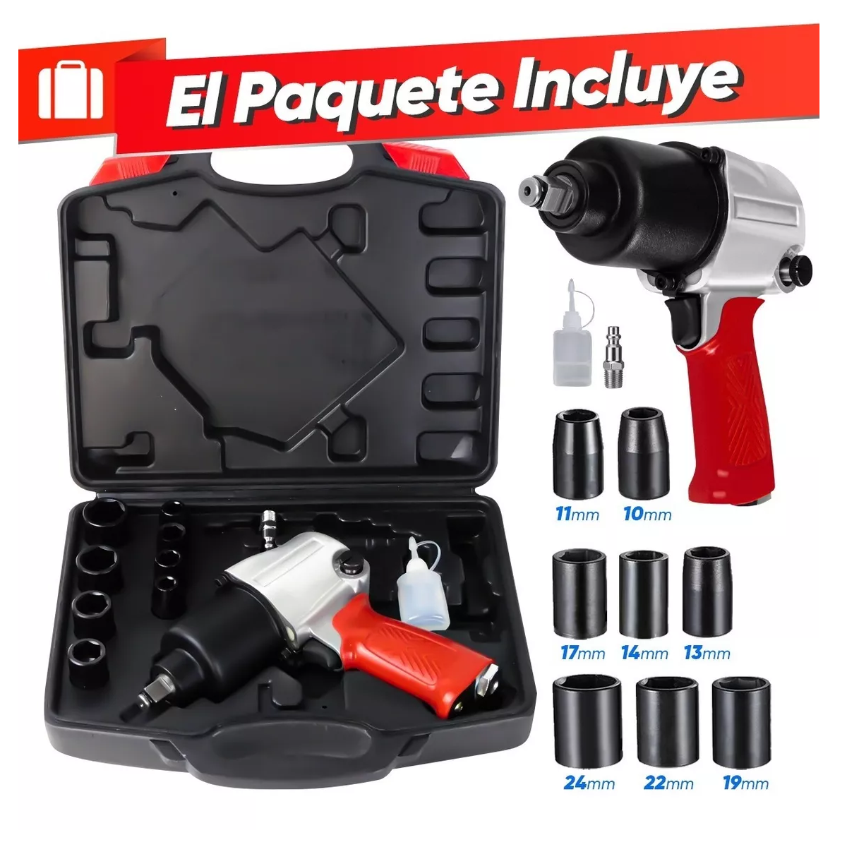 Llave De Impacto Pistola Neumática 700 N.m Profesional 1/2''