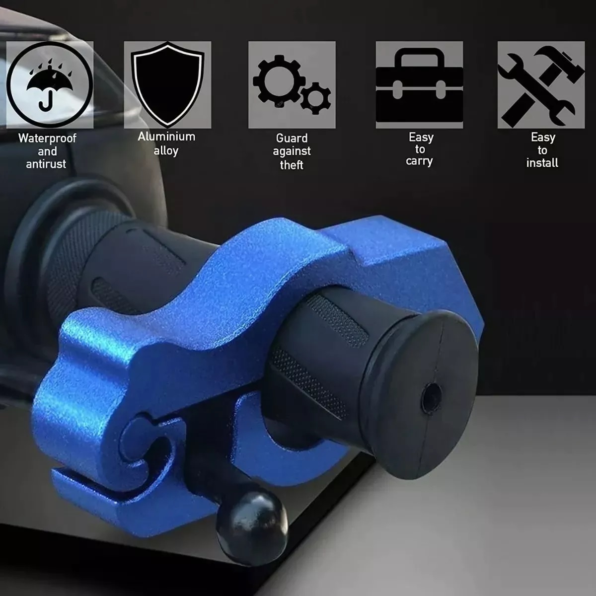 Candado Para Motocicletas Bloqueador De Freno Y Acelerador Azul