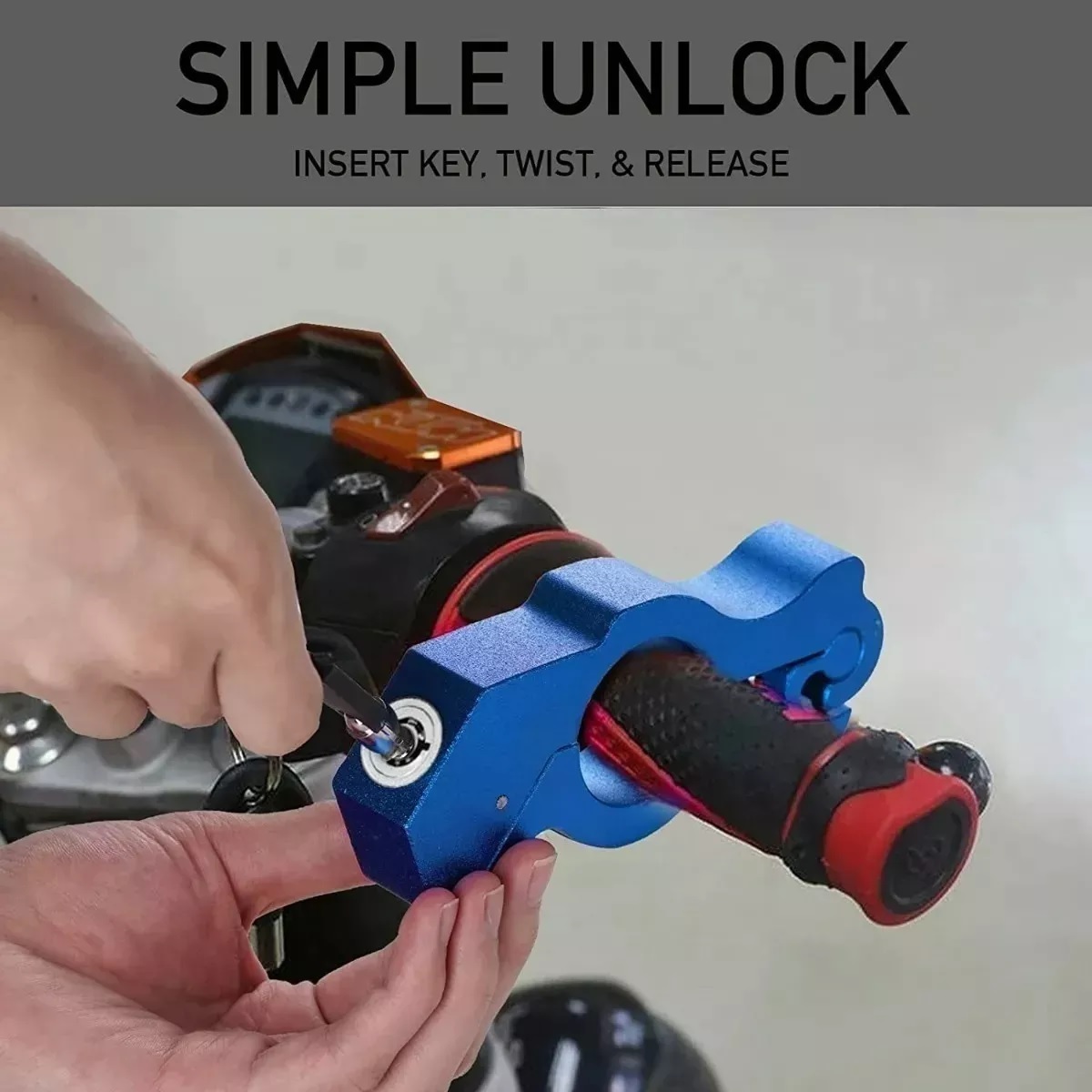 Candado Para Motocicletas Bloqueador De Freno Y Acelerador Azul