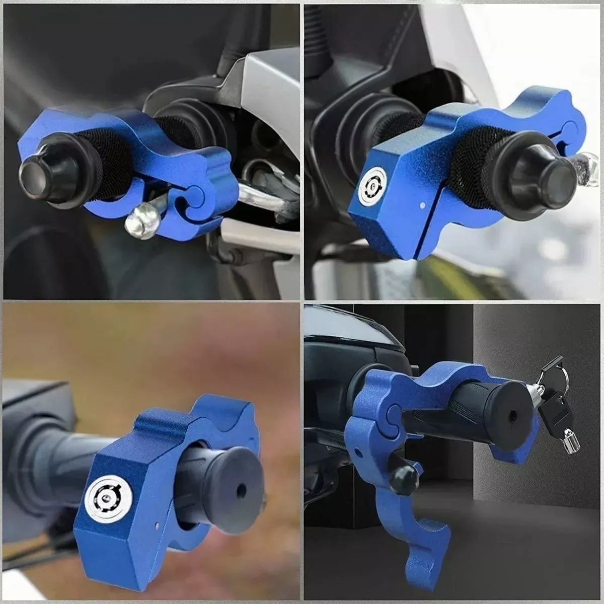 Candado Para Motocicletas Bloqueador De Freno Y Acelerador Azul