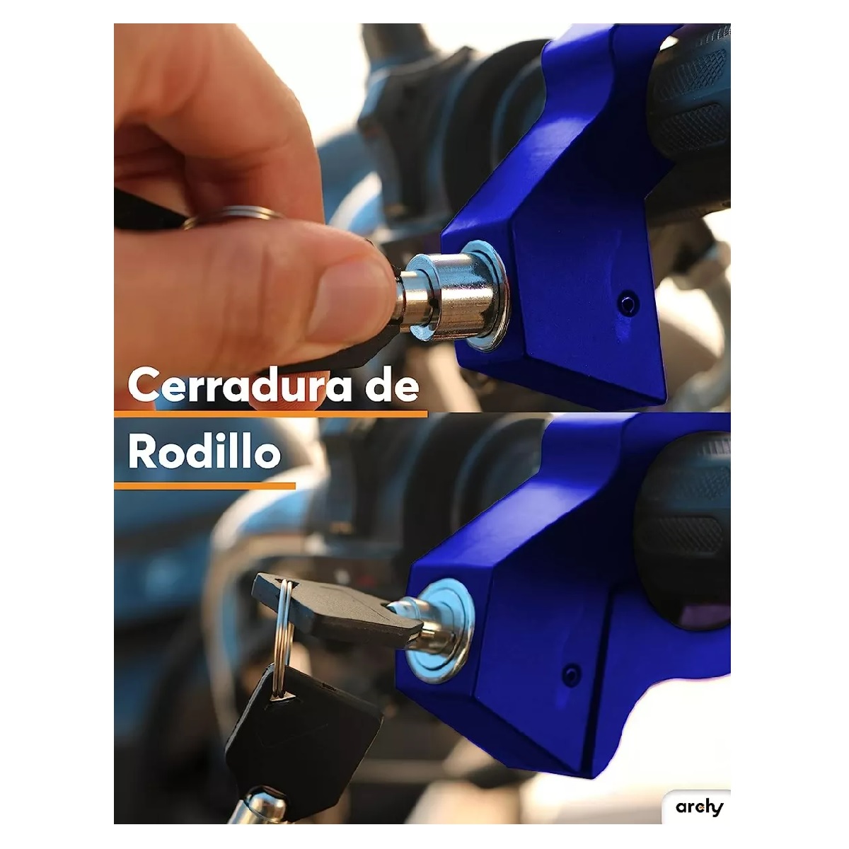 Candado Para Motocicletas Bloqueador De Freno Y Acelerador Azul