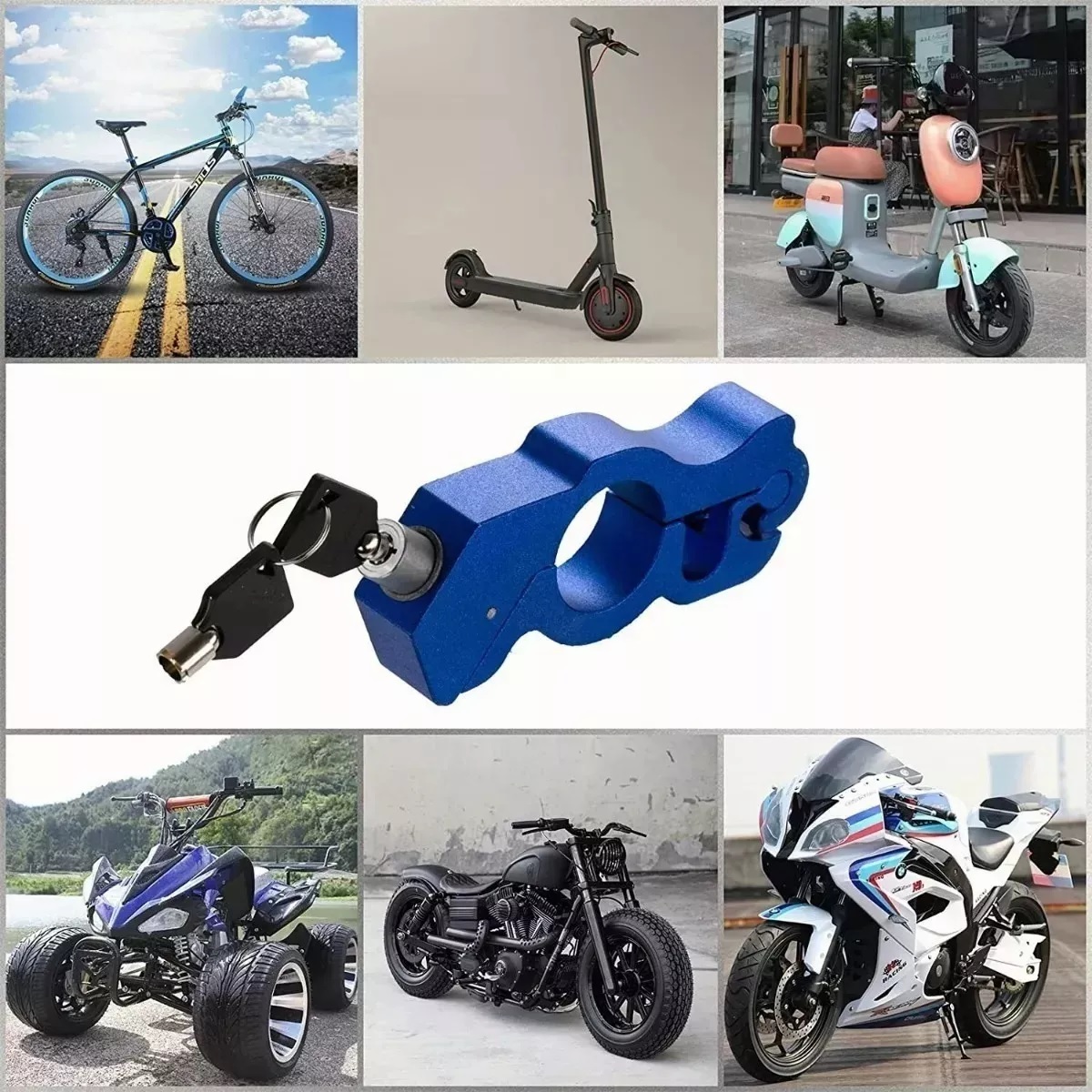 Candado Para Motocicletas Bloqueador De Freno Y Acelerador Azul