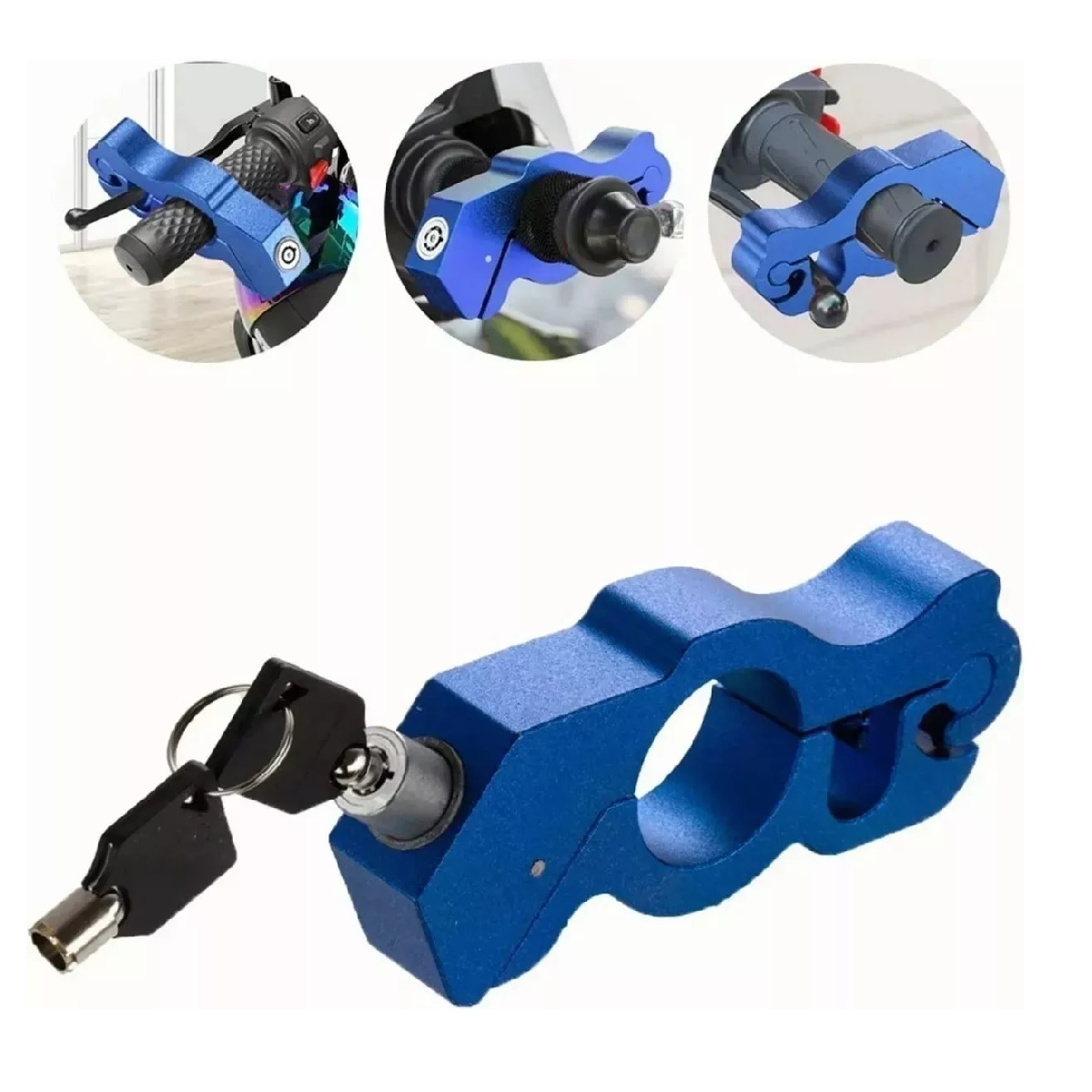 Candado Para Motocicletas Bloqueador De Freno Y Acelerador Azul