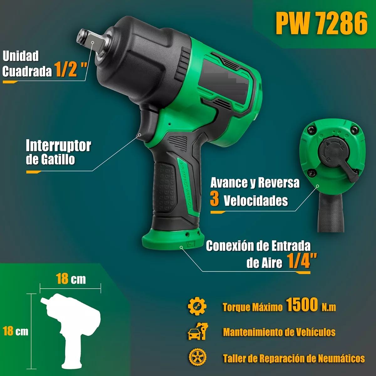 Llave De Impacto Pistola Neumática 1/2'' 1500nm