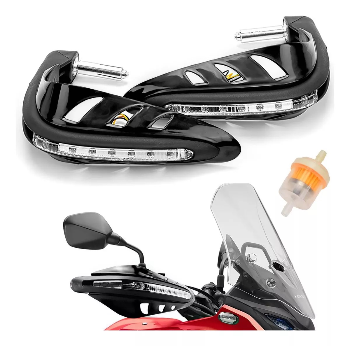 Paramanos Moto Luz Led Universal + Filtro Gasolina
