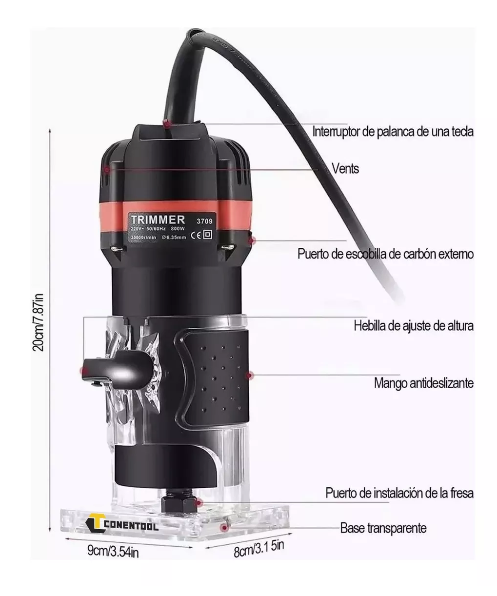 Enrutador Madera Rebajadora 800w 15 Brocas Carbu