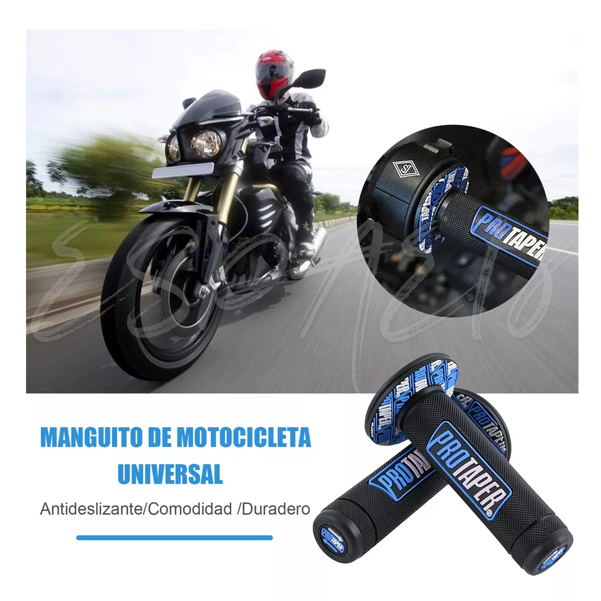 Juego 2Pzas Puños Protaper Para Moto 7/8 Excelente Agarre Negro/Azul