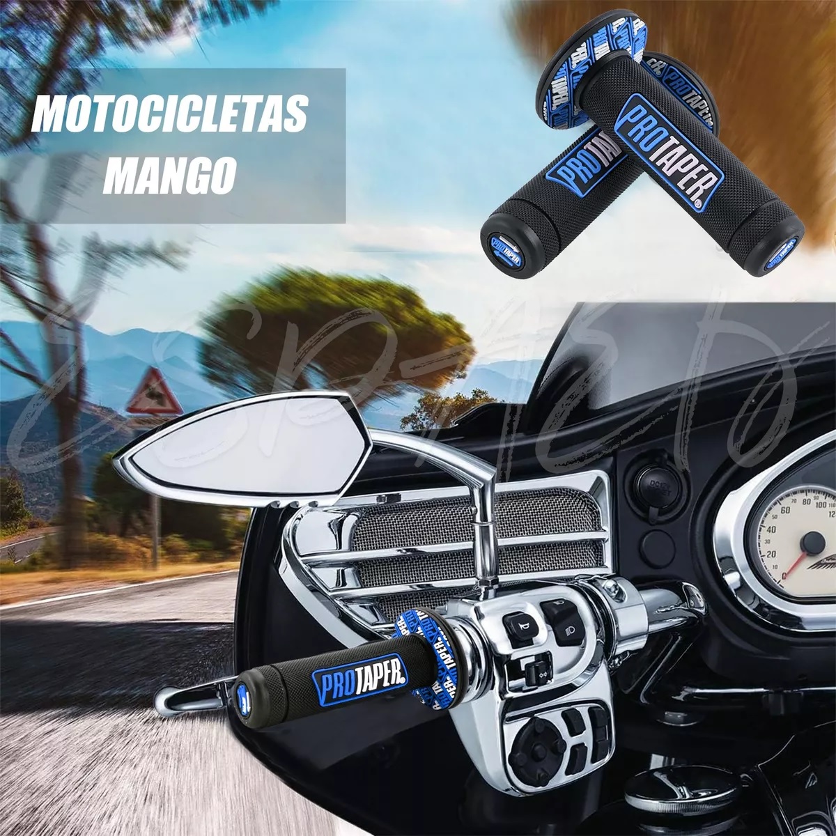 Juego 2Pzas Puños Protaper Para Moto 7/8 Excelente Agarre Negro/Azul