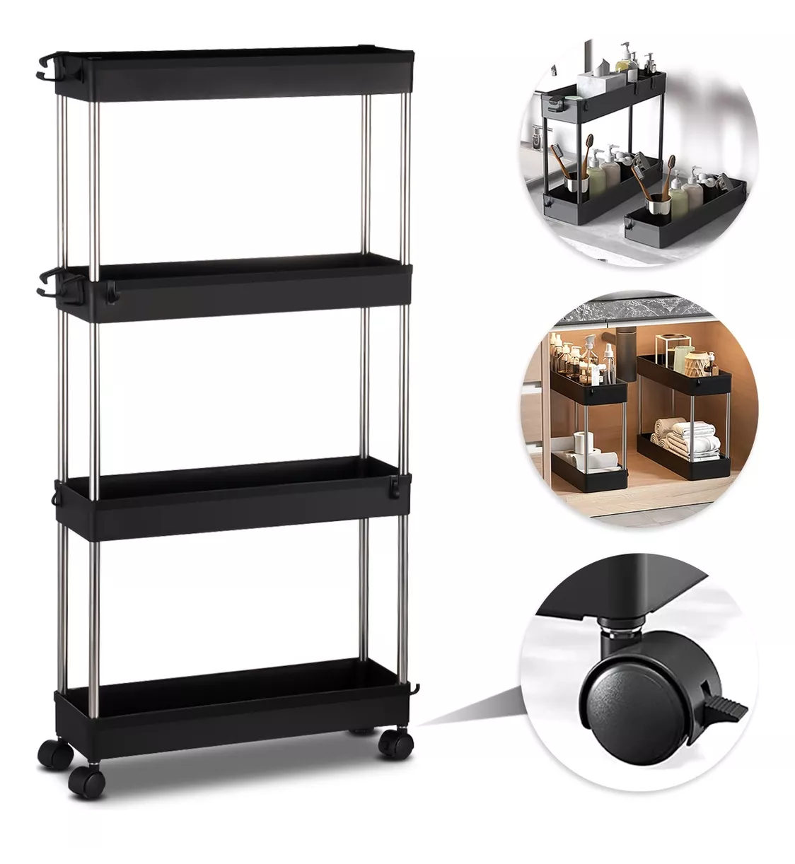 MINGFANITY 4 soportes organizadores de platos, estante de metal para  almacenamiento de platos para gabinete, mostrador y armario, negro, 4  pequeños