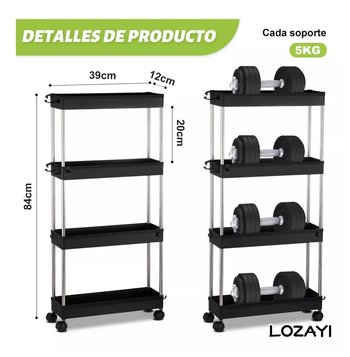 Estante Organizador De 4 Niveles Para Cocina/baño, Negro