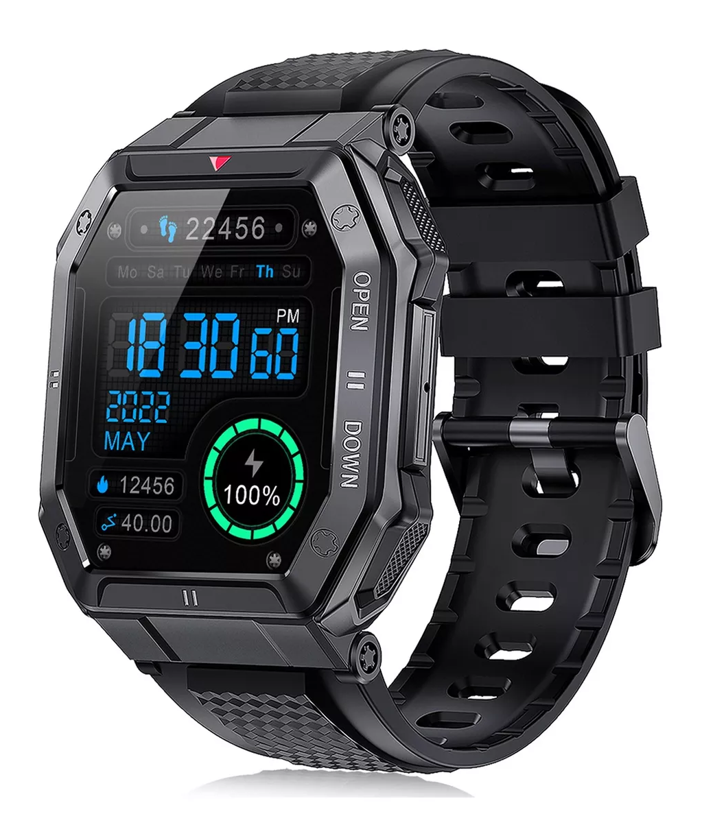 Smartwatch Para Hombre Reloj Inteligente Deportivo negro cuadrado 