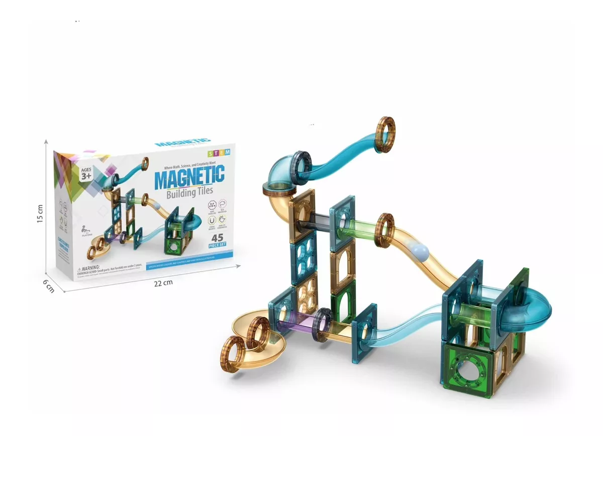 Bloques Magnéticos Con Imán Juguetes - 45 Pz Azul