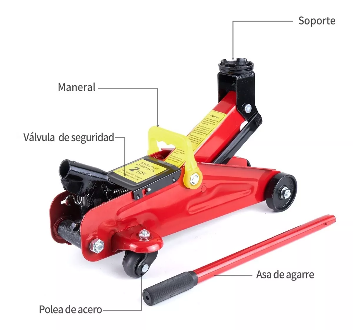 Gato Hidráulico Patín Portátil rojo con amarillo 